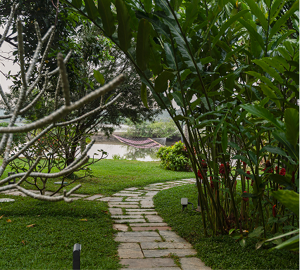 Scenic waterfront views and landscaped surroundings